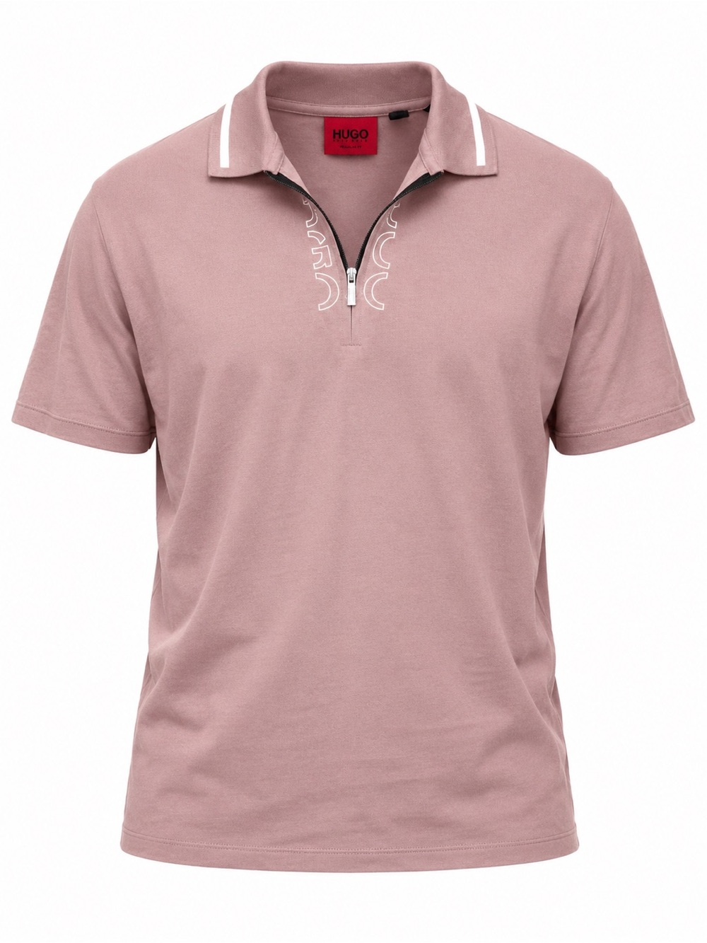 Hugo Boss Men's Dusty Rose Short-Sleeve Zip Polo